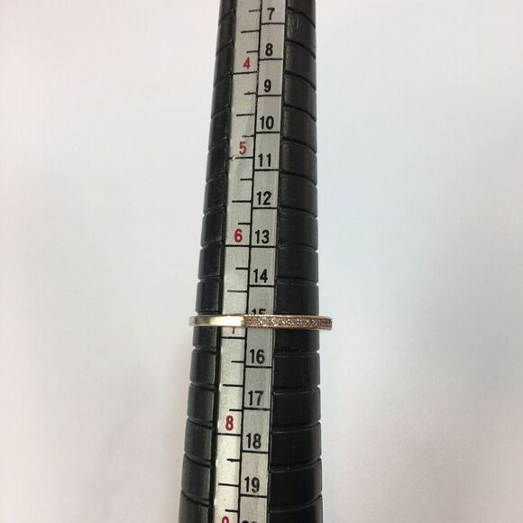 Sterling Silver Ring Size 6.75 Half Eternity Pave Style CZ Band Signed 925 - Picture 2 of 13